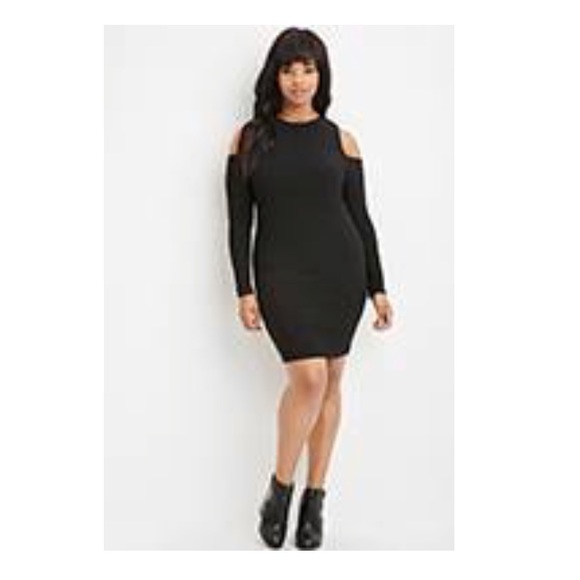 Forever 21+ Open Shoulder Ribbed Scuba Dress - Picture 1 of 4